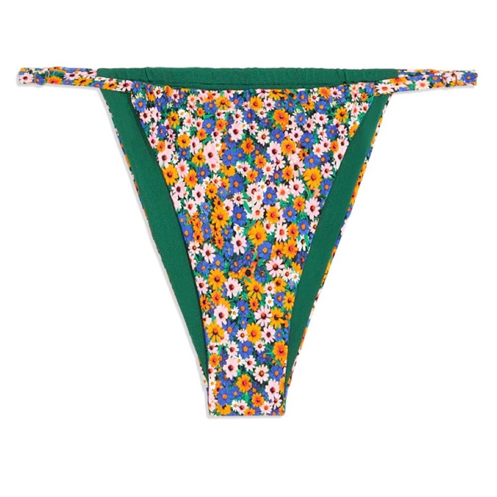 WE WORE WHAT Micro Wildflowers Adjustable Ruched Bikini Bottom NWT